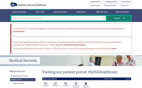 Visiting our patient portal: MyNAHealthcare | Northern Arizona ...