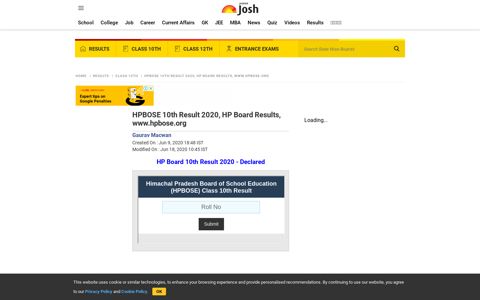 Check HPBOSE 10th Result 2020, HP Board Results, hpbose ...