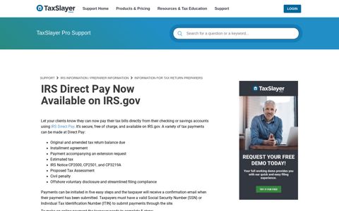 IRS Direct Pay Now Available on IRS.gov – Support
