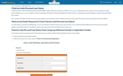 Fullerton Personal Loan Status - Enquiry Loan Status by ...