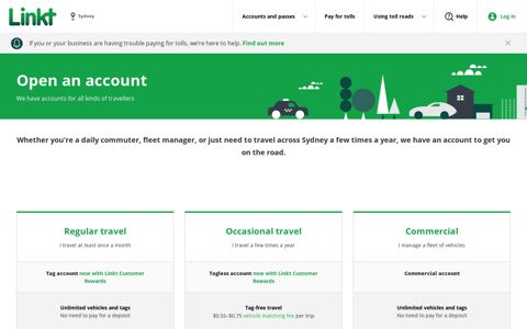 Open Sydney toll account - Linkt