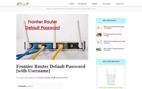 Frontier Router Default Password | List of DEFAULT Passwords