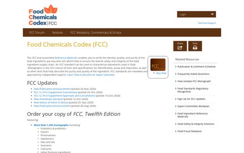 Food Chemicals Codex (FCC) | FCC | Online