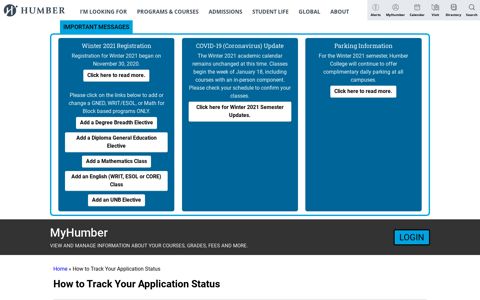How to Track Your Application Status - Humber College