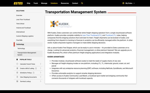 Transportation Management System - Kuebix | Estes Express ...