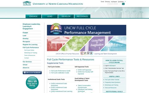 Tools & Resources: Full Cycle Performance: UNCW