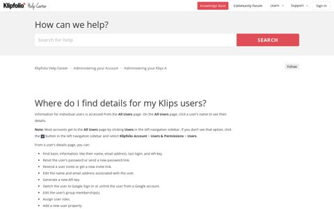 Where do I find details for my Klips users? - Klipfolio Help Center