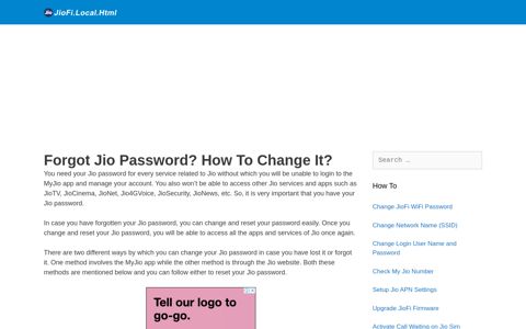 Forgot Jio Password? How To Change It? - jiofi.local.html Login