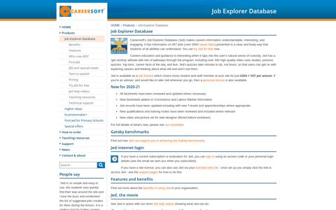 Products - Job Explorer Database - Careersoft
