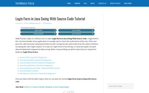 Login Form in Java Swing With Source Code Tutorial