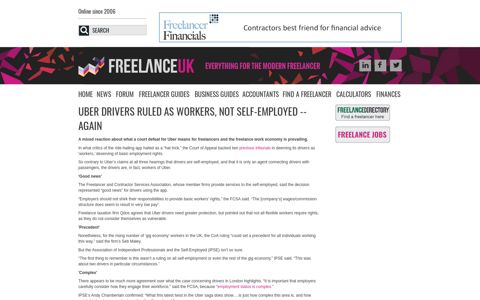 Uber drivers ruled as workers, not self-employed -- again ...