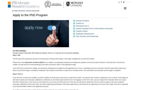 Apply to the PhD Program | IITB-Monash Research Academy