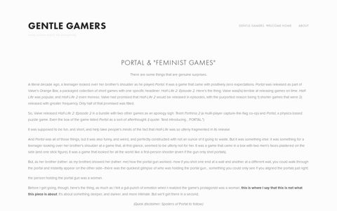 Portal & Feminist Games — GENTLE GAMERS
