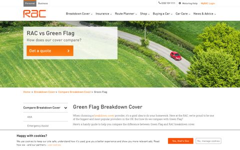 Compare Green Flag breakdown cover vs RAC cover | RAC