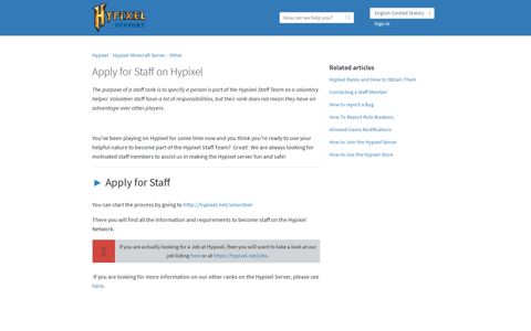 Apply for Staff on Hypixel - Hypixel Support