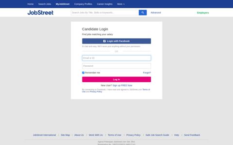Candidate Login - Jobstreet.com