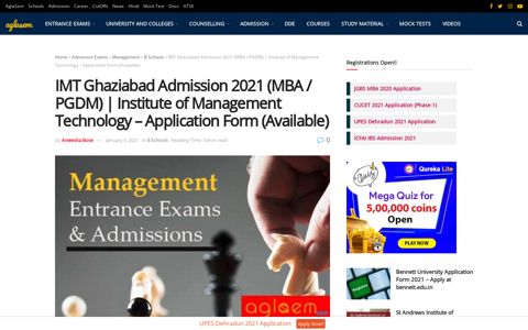 IMT Ghaziabad Admission 2021 (MBA / PGDM) | Institute of ...