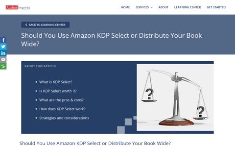Should You Use Amazon KDP Select or Distribute Your Book ...