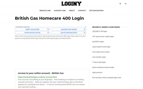 British Gas Homecare 400 Login ✔️ One Click Login - loginy.co.uk