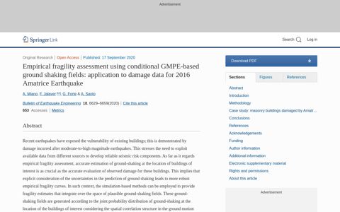 Empirical fragility assessment using conditional GMPE-based ...