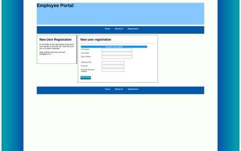New User Registration - Employee Portal