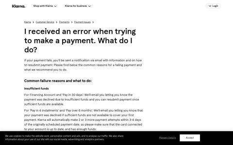 I received an error when trying to make a payment. What do I ...