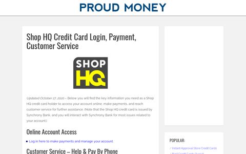 Shop HQ Credit Card Login, Payment, Customer Service ...