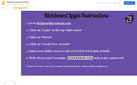 Kickboard Login Instructions - Google Slides - Google Docs