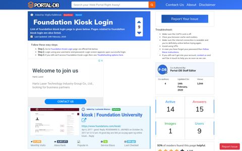 Foundation Kiosk Login - Portal-DB.live
