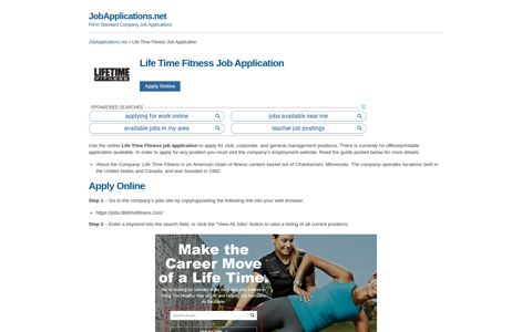 Life Time Fitness Job Application - Apply Online