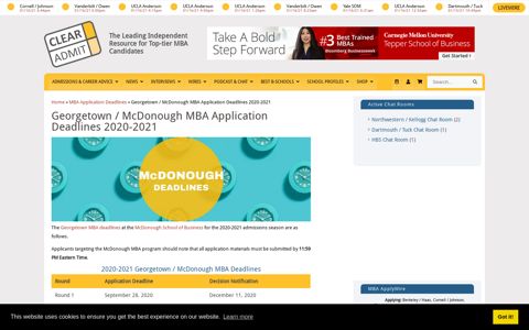 Georgetown / McDonough MBA Application Deadlines 2020 ...