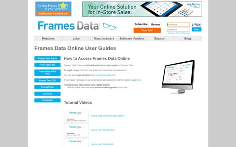 Frames Data Online User Guides