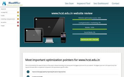 www.hcst.edu.in SEO scan - rankwise.net