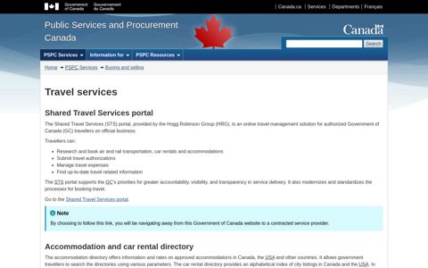 Shared Travel Services portal - (www.tpsgc-pwgsc.gc.ca).
