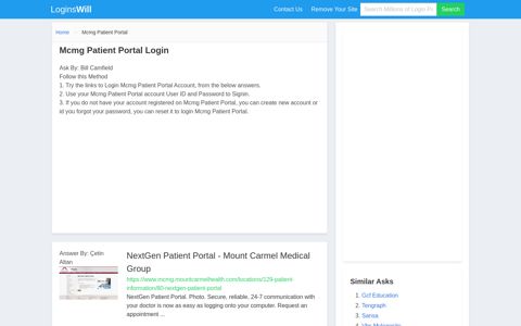 Mcmg Patient Portal Login - LoginWill