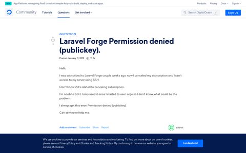 Laravel Forge Permission denied (publickey). | DigitalOcean
