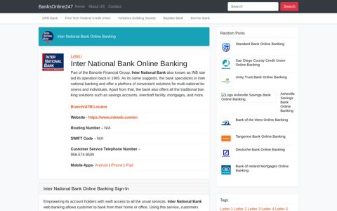 Inter National Bank Online Banking Sign-In