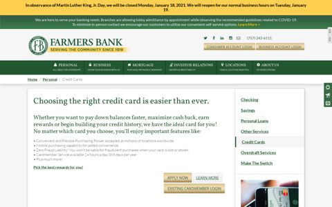 Credit Cards | Farmers Bank