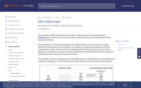 SSO unified login | LivePerson Knowledge Center