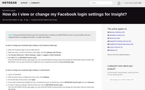 How do I view or change my Facebook login settings for Insight?