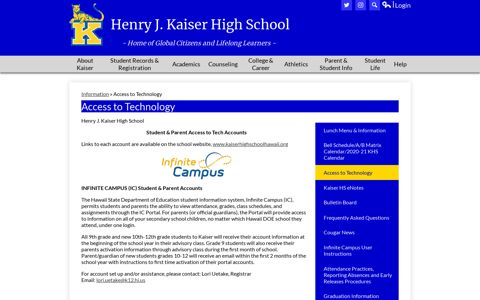 Access to Technology – Information – Kaiser High School