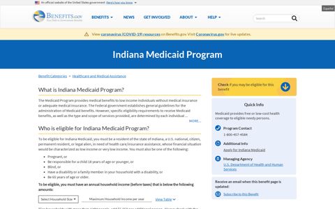 Indiana Medicaid Program | Benefits.gov