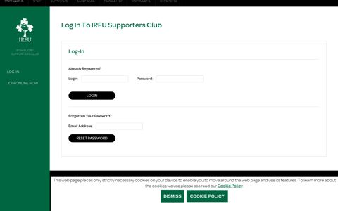 Log in to IRFU Supporters Club