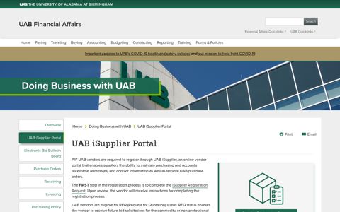 UAB iSupplier Portal - Financial Affairs | UAB