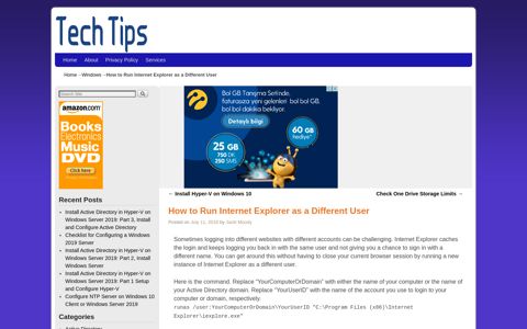 How to Run Internet Explorer as a Different User | - TechTips.tv