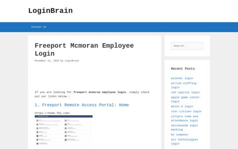 Freeport Mcmoran Employee Freeport Remote Access Portal ...