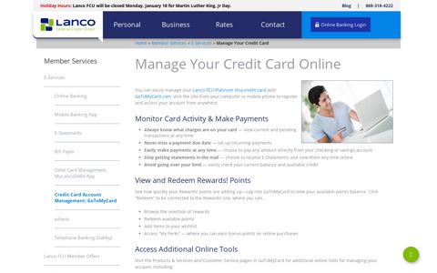 Access your Visa card account | Lanco Federal Credit Union