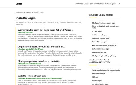 Instaffo Login | Allgemeine Informationen zur Anmeldung - Logines.de