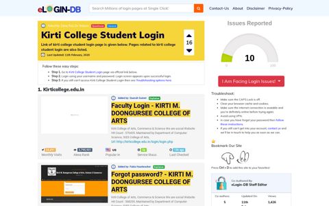 Kirti College Student Login - A database full of login pages ...
