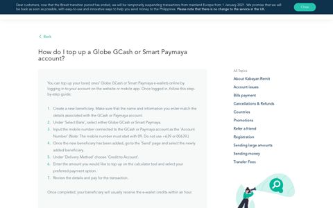 How do I top up a Globe GCash or Smart Paymaya account? |